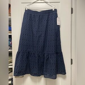 Time and Tru Blue Tiered Midi Skirt Casual Resort Wear